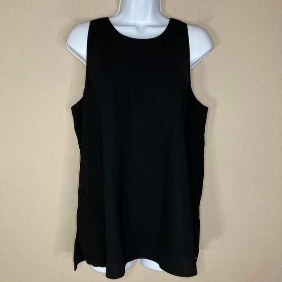 Vince Bonded Laser Black Tank Side Split Keyhole Back High Neck NWT Size Large - Picture 3 of 16